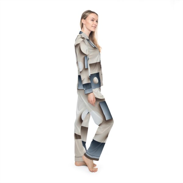 Satin Pajama Set with Echo Grids Design - Image 5