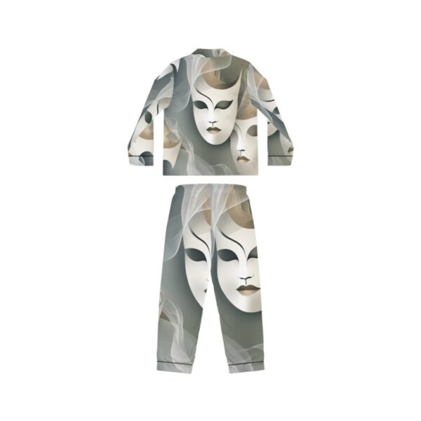 Satin Pajamas with Mask Off Abstract Pattern - Image 3
