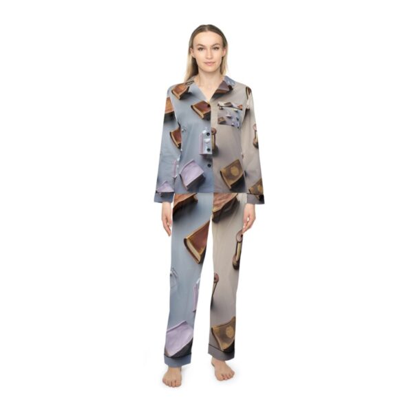 Satin Pajamas with Muted Monotropism Pattern