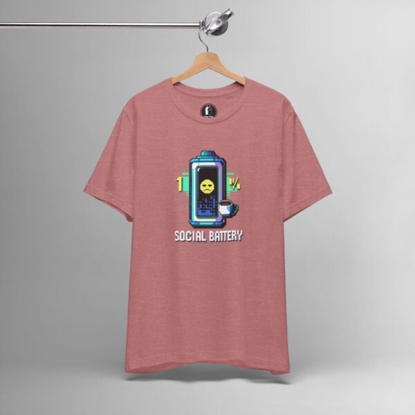 Social Battery 1% – Introvert, Mental Health Awareness Tee - Image 2