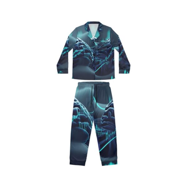 Satin Pajamas with Digital Brainwaves Pattern - Image 2