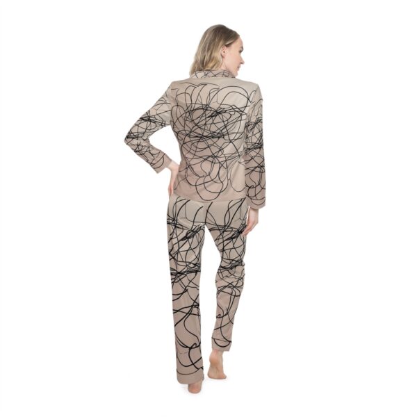 Satin Pajamas with Tangle Lines Design - Image 4