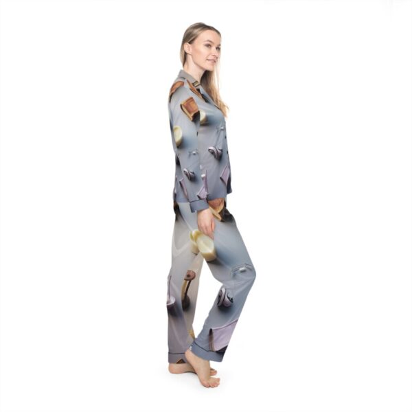 Satin Pajamas with Muted Monotropism Pattern - Image 5