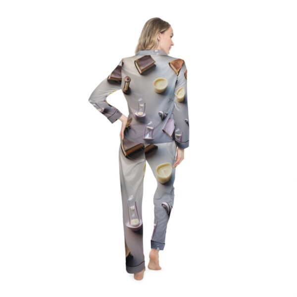Satin Pajamas with Muted Monotropism Pattern - Image 4