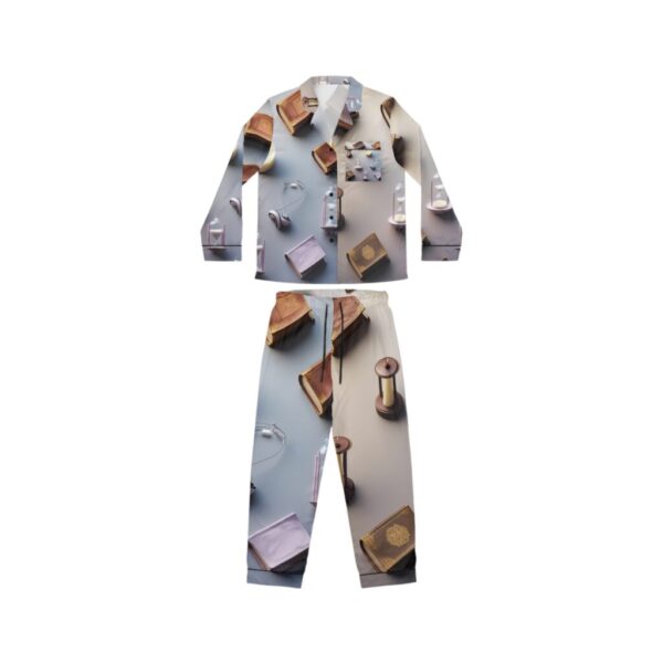 Satin Pajamas with Muted Monotropism Pattern - Image 2