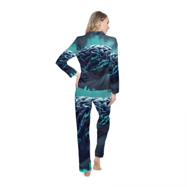 Satin Pajamas with Digital Brainwaves Pattern - Image 4