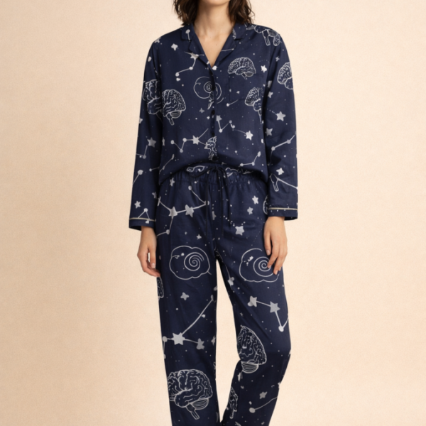 Satin Pajamas with Cognitive Constellations Pattern
