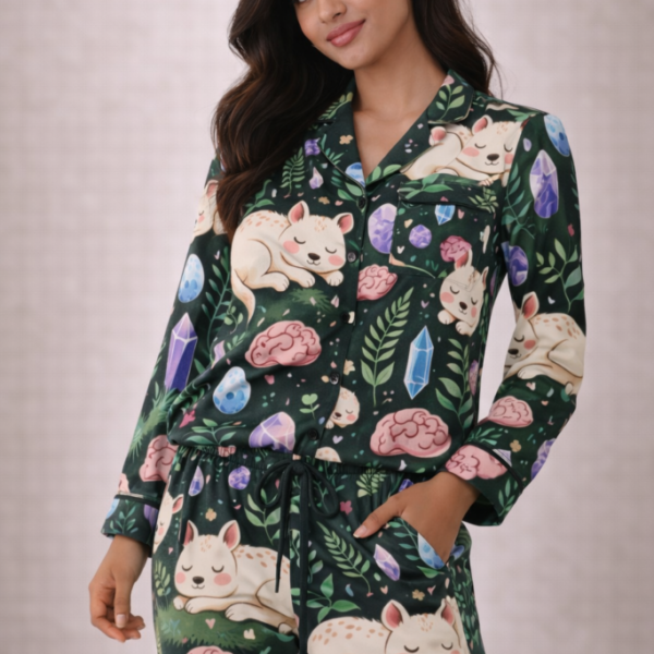 Satin Pajamas with Overstim Retreat Pattern