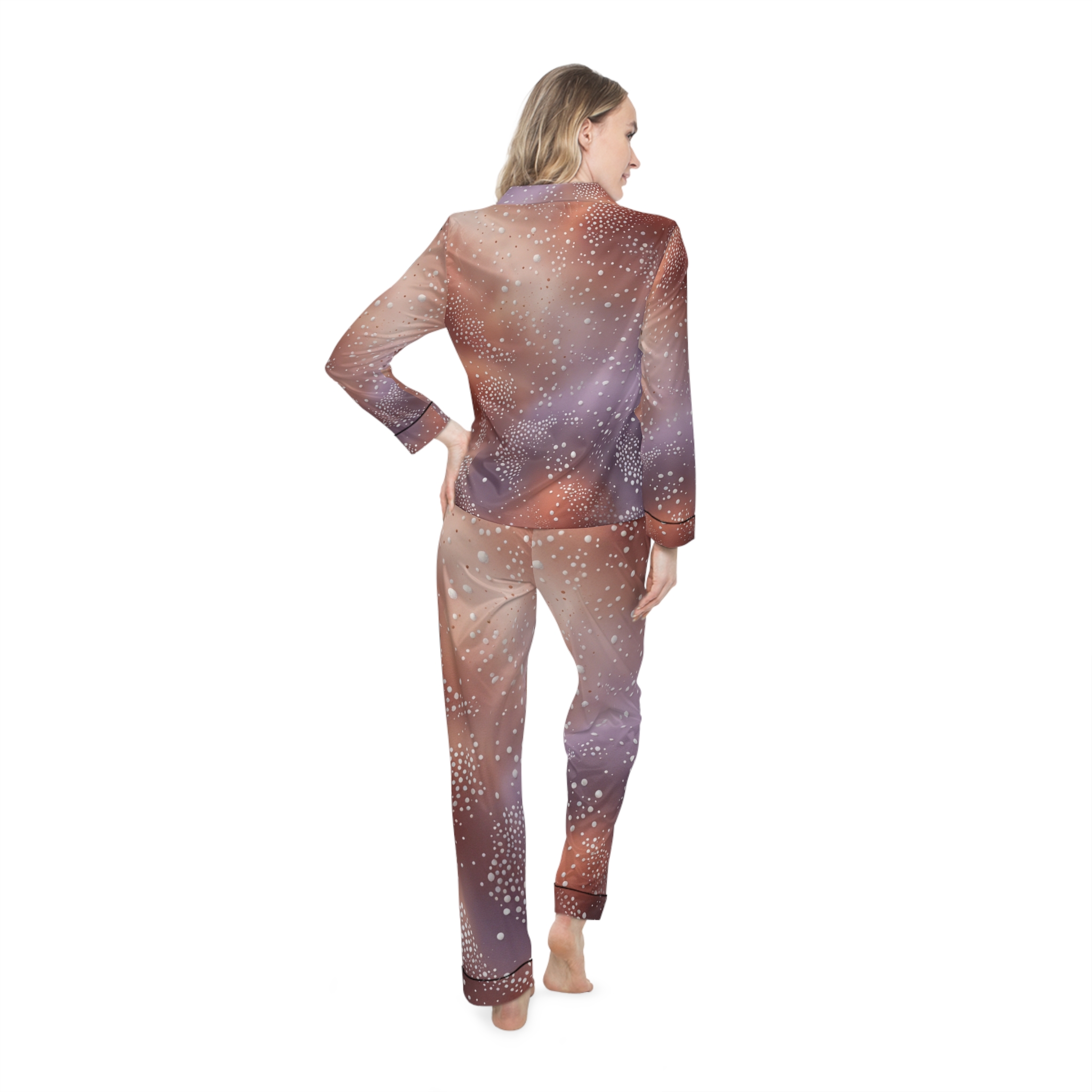 Satin Pajamas with Microcosm Dots Design - Image 4