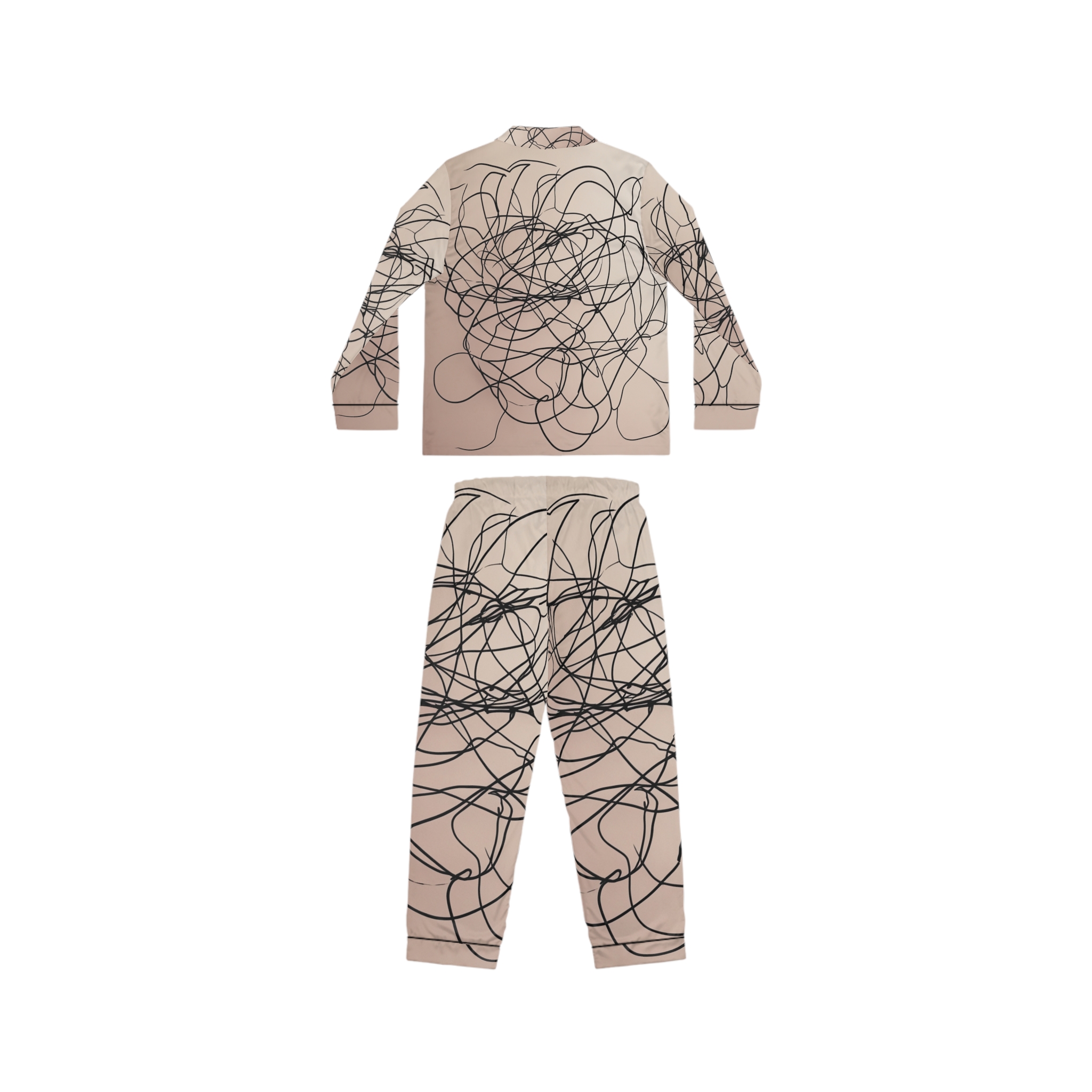 Satin Pajamas with Tangle Lines Design - Image 3