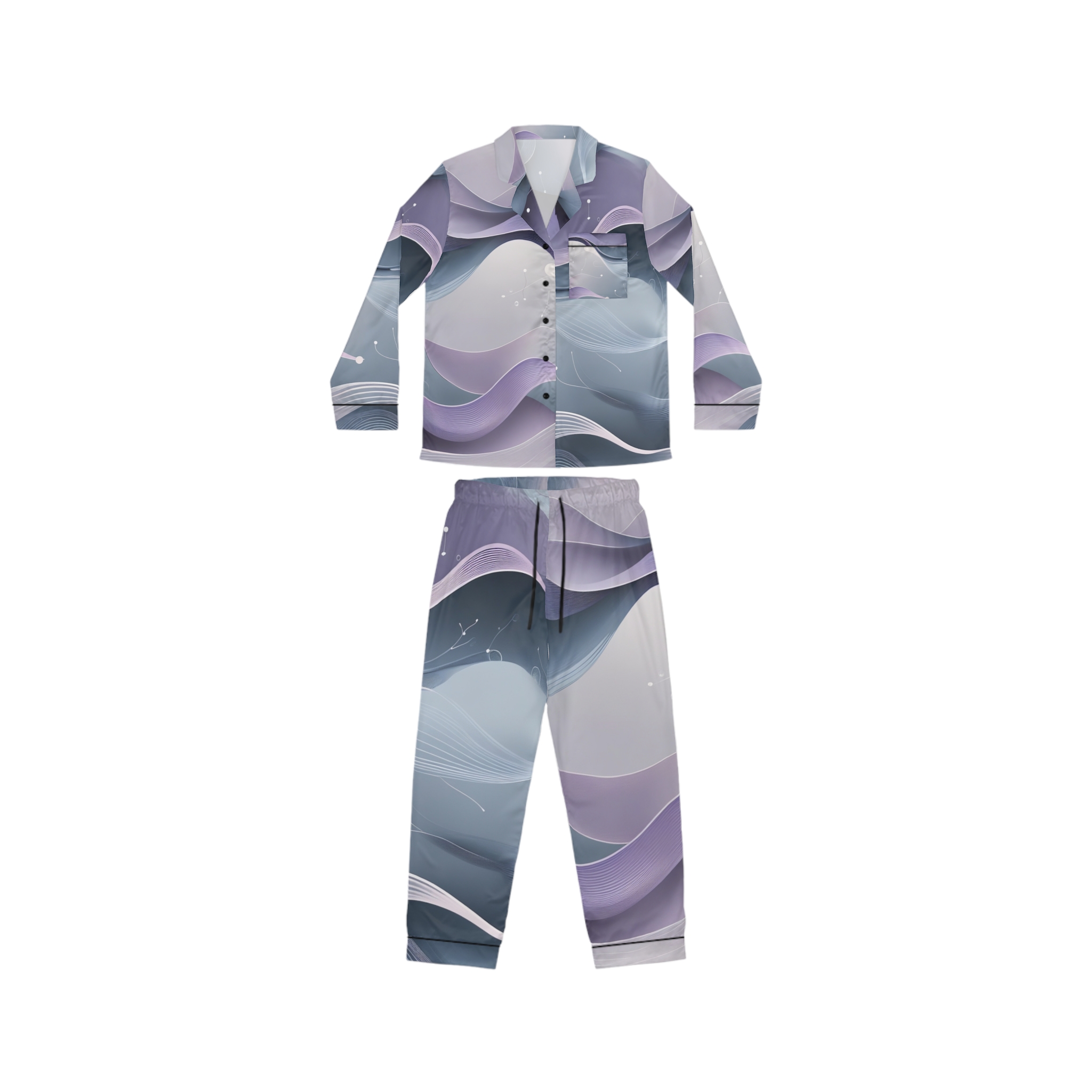 Satin Pajamas with Neural Drift Print - Image 2