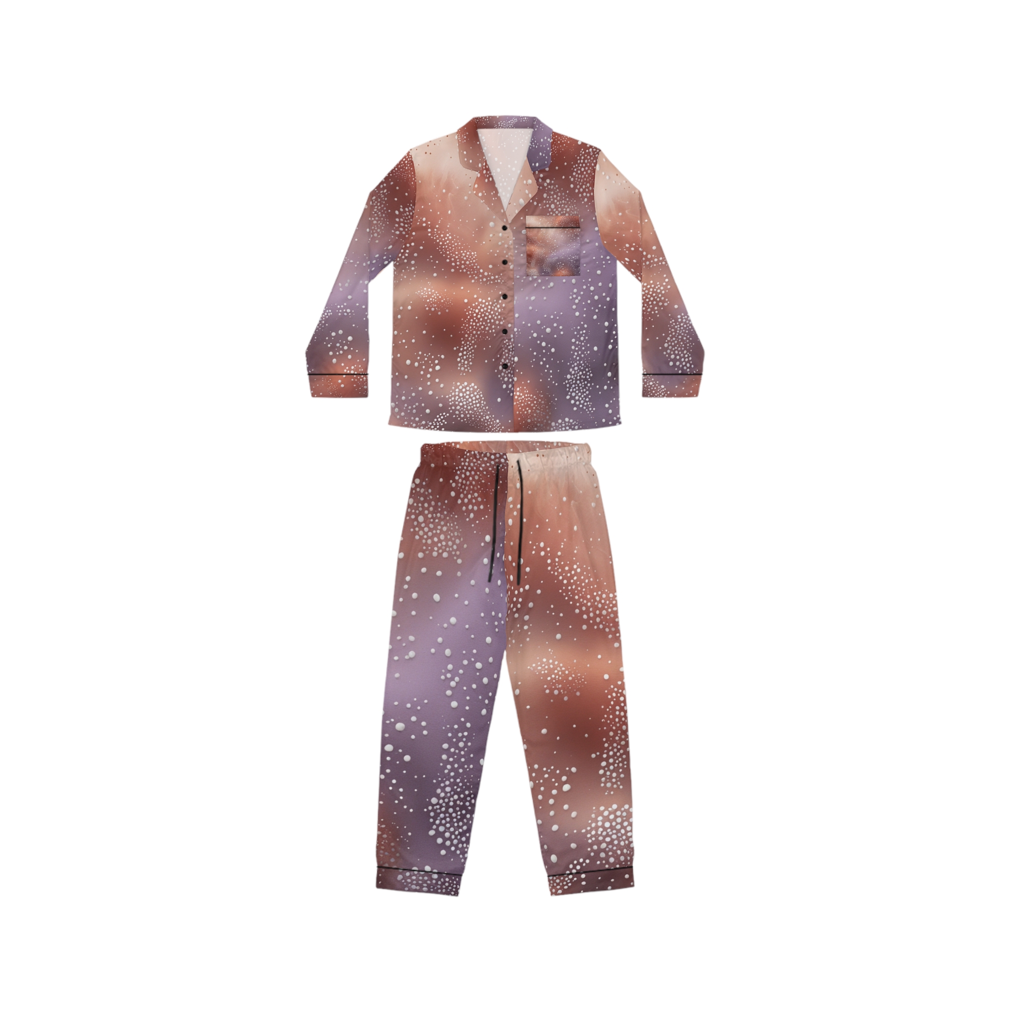 Satin Pajamas with Microcosm Dots Design - Image 2