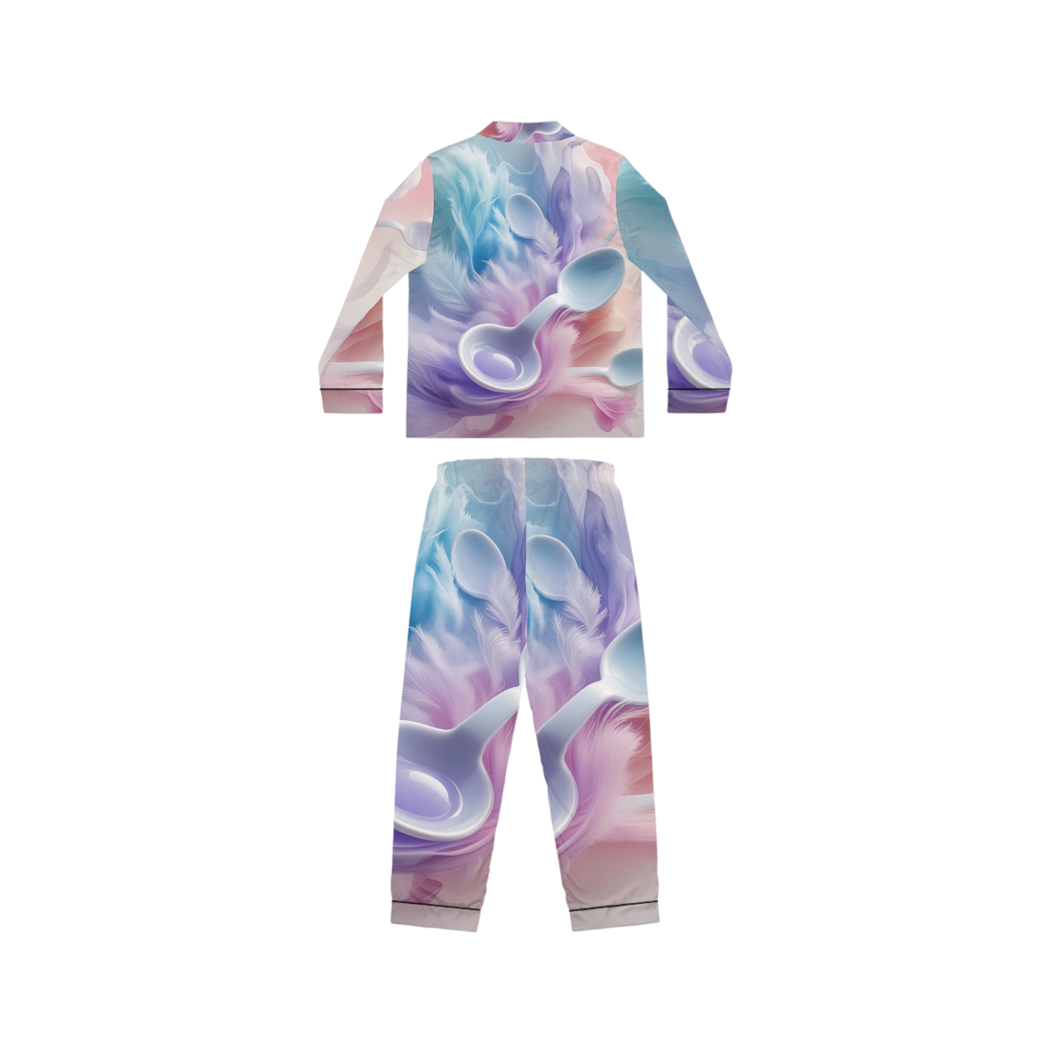 Satin Pajamas with Low-Spoon Aesthetic Pattern - Image 3