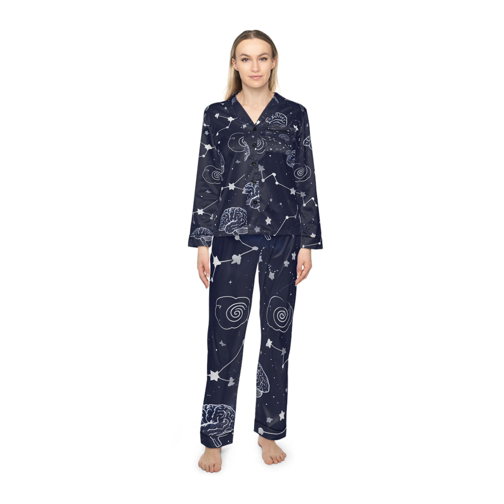 Satin Pajamas with Cognitive Constellations Pattern