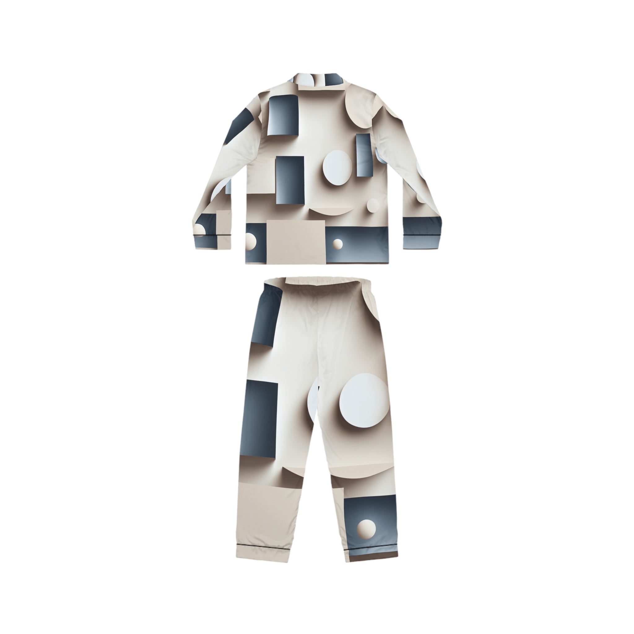 Satin Pajama Set with Echo Grids Design - Image 3