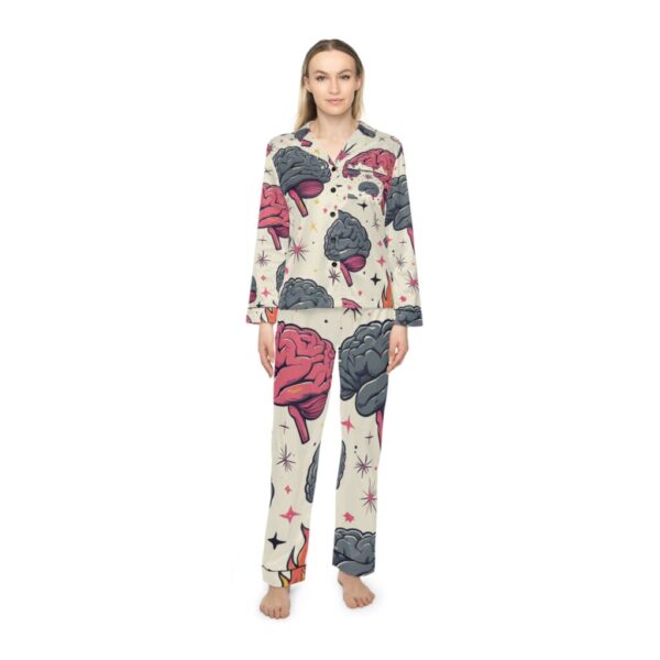 Satin Pajamas with Spicy Brain Icons Pattern