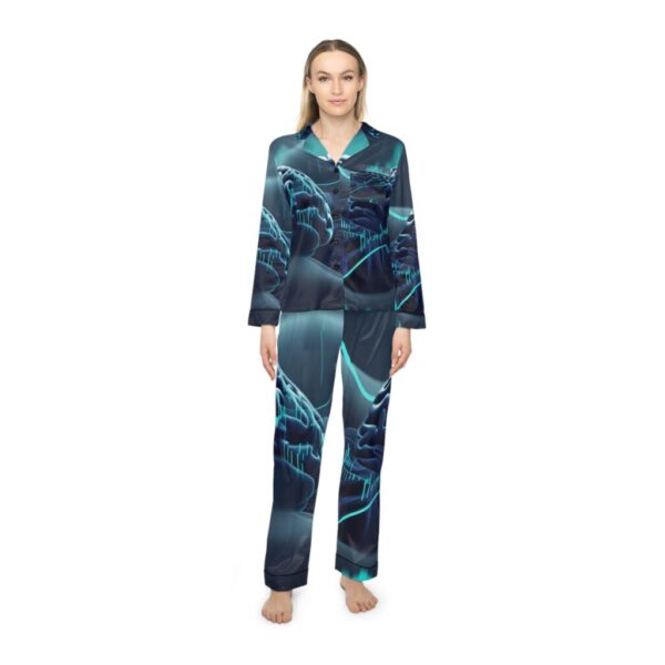 Satin Pajamas with Digital Brainwaves Pattern