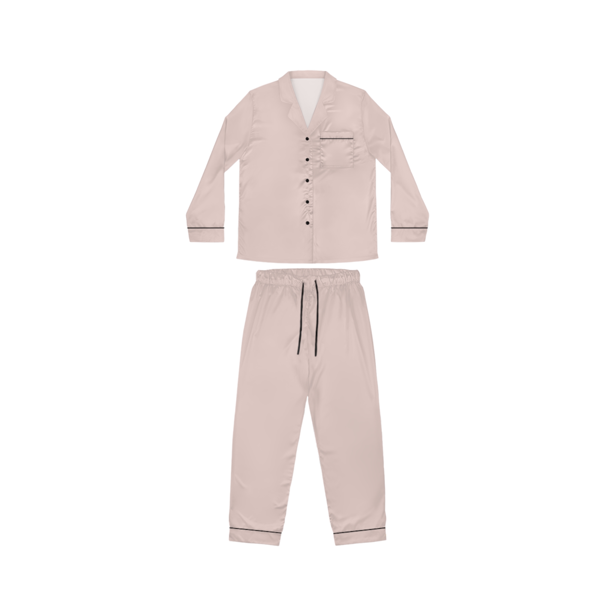 Women's Satin Pajama Set - Luxury Dusty Pink Silk-Like Loungewear - Image 4