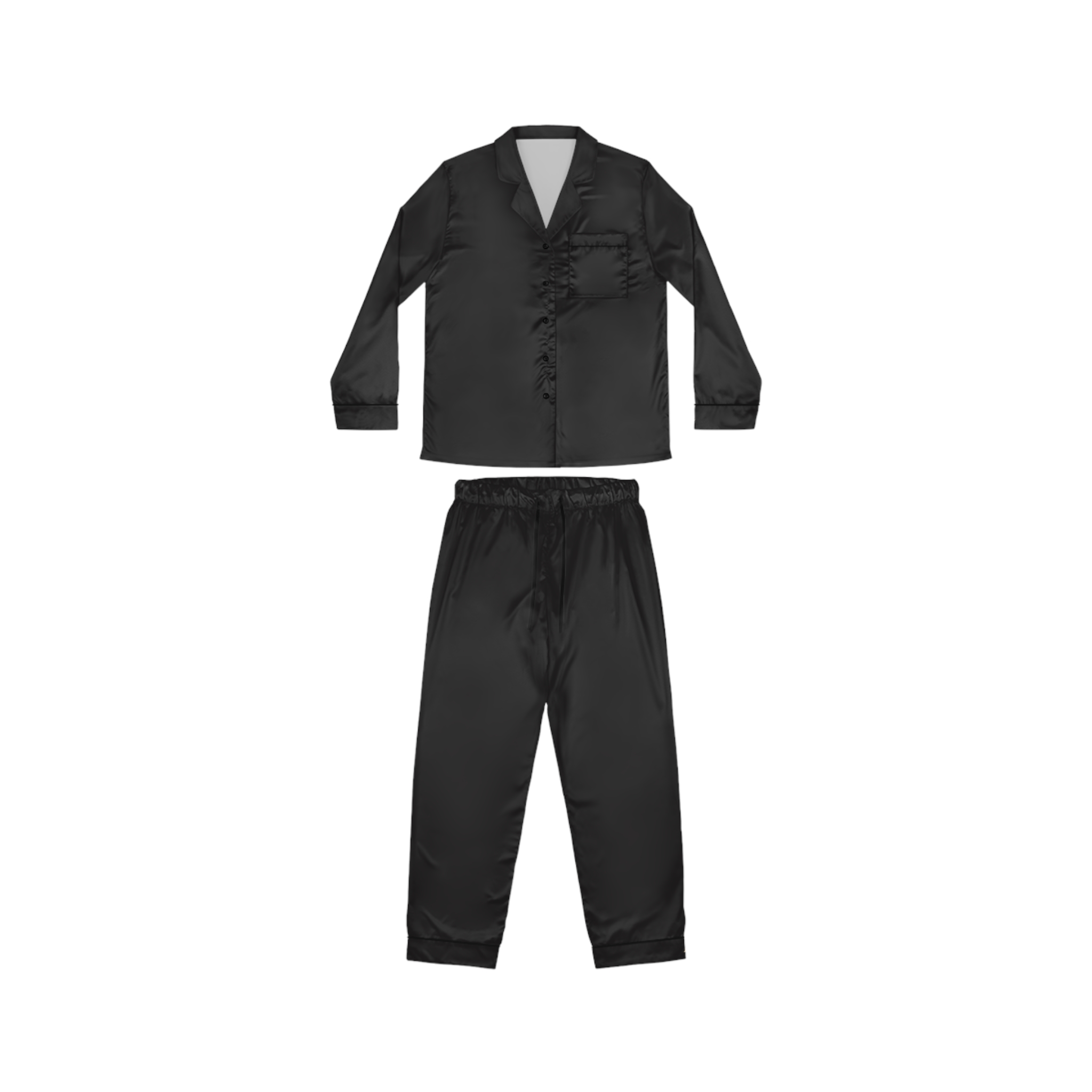 Women's Satin Pajama Set - Luxury Soft Black Silk-Like Loungewear - Image 3