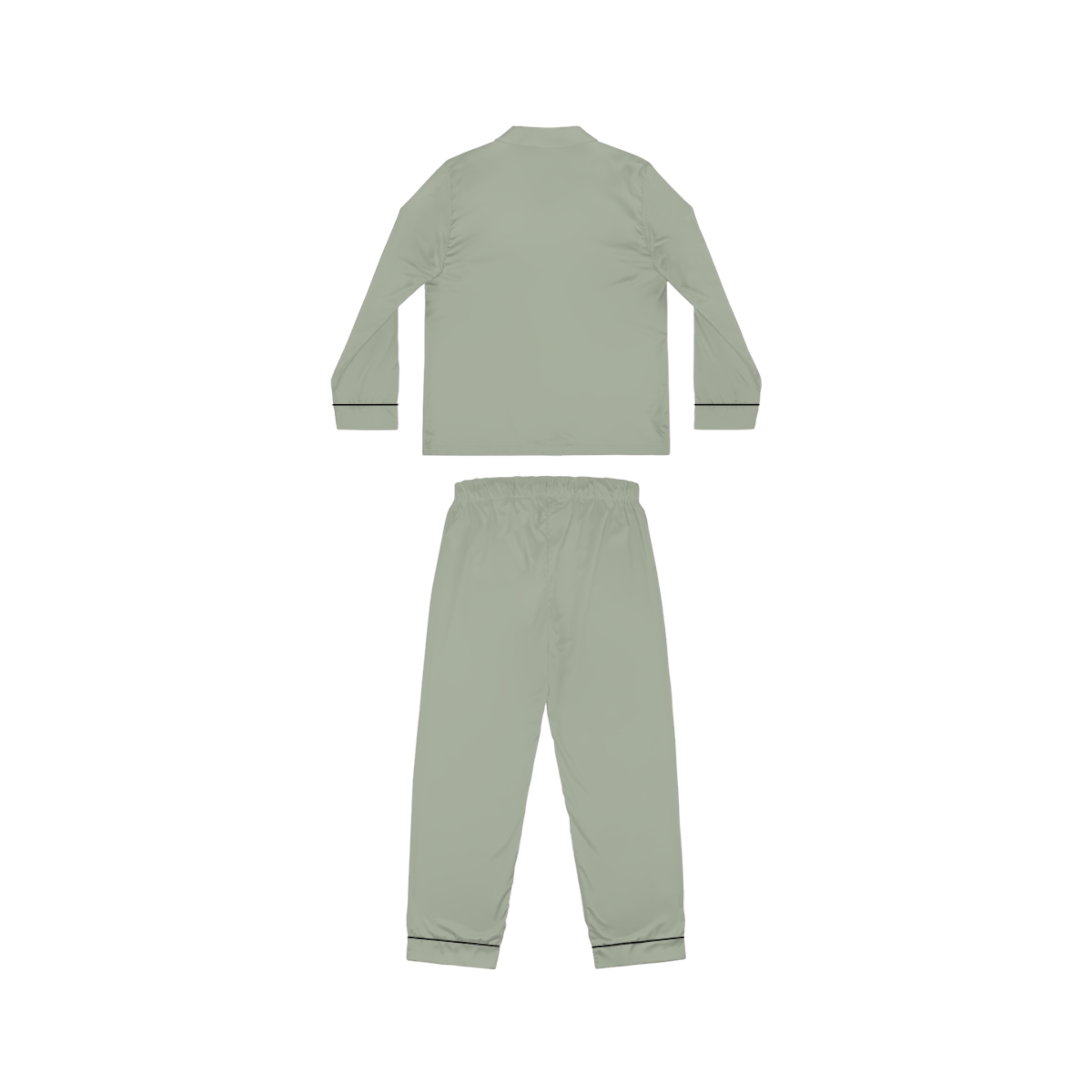 Women's Satin Pajama Set - Luxury Muted Sage Silk-Like Loungewear - Image 5